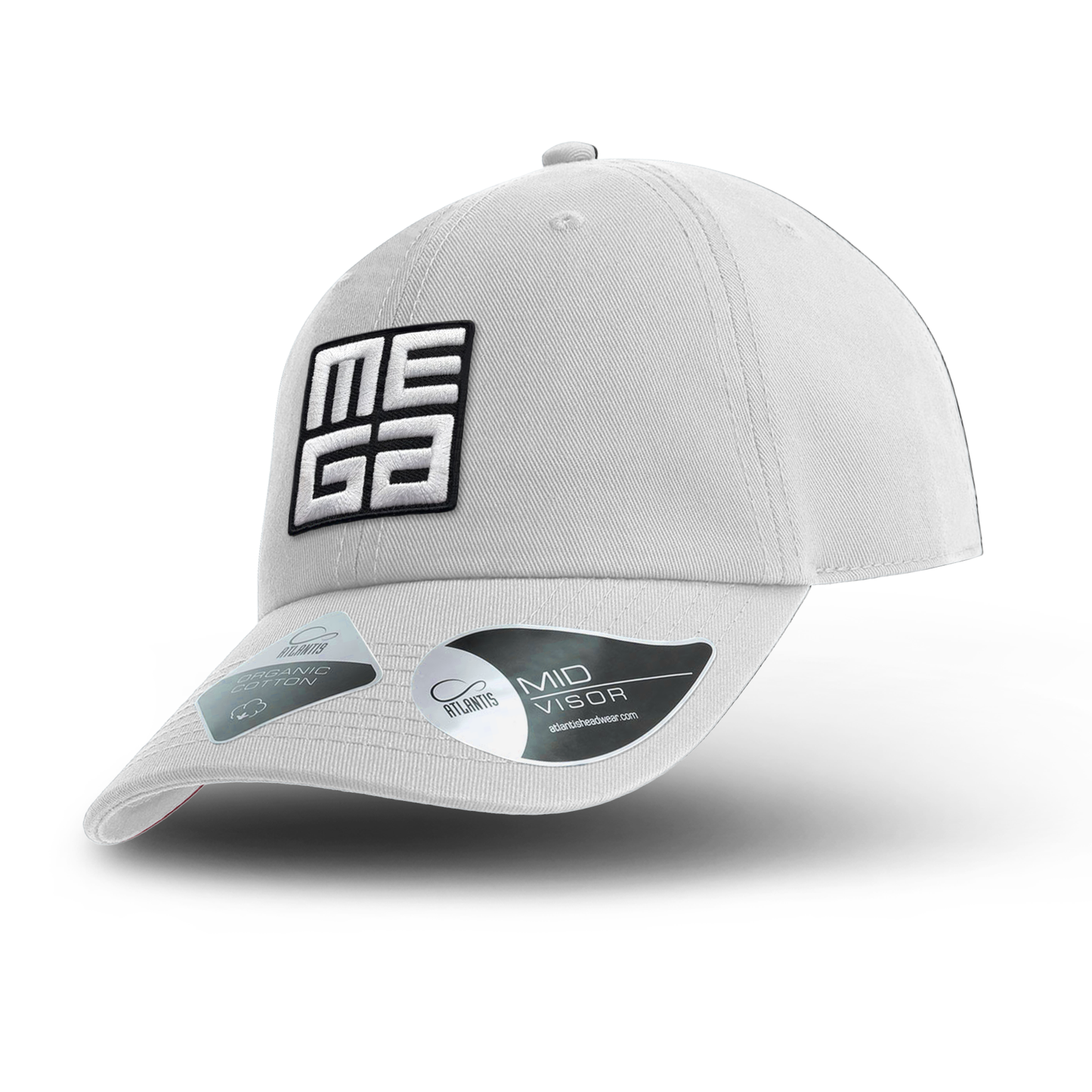 Organic Dad Cap, MEGA 2x2" B/W Patch on Purewhite