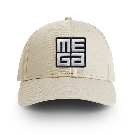 Icon Cap, MEGA 2x2" B&W Patch on Ecru