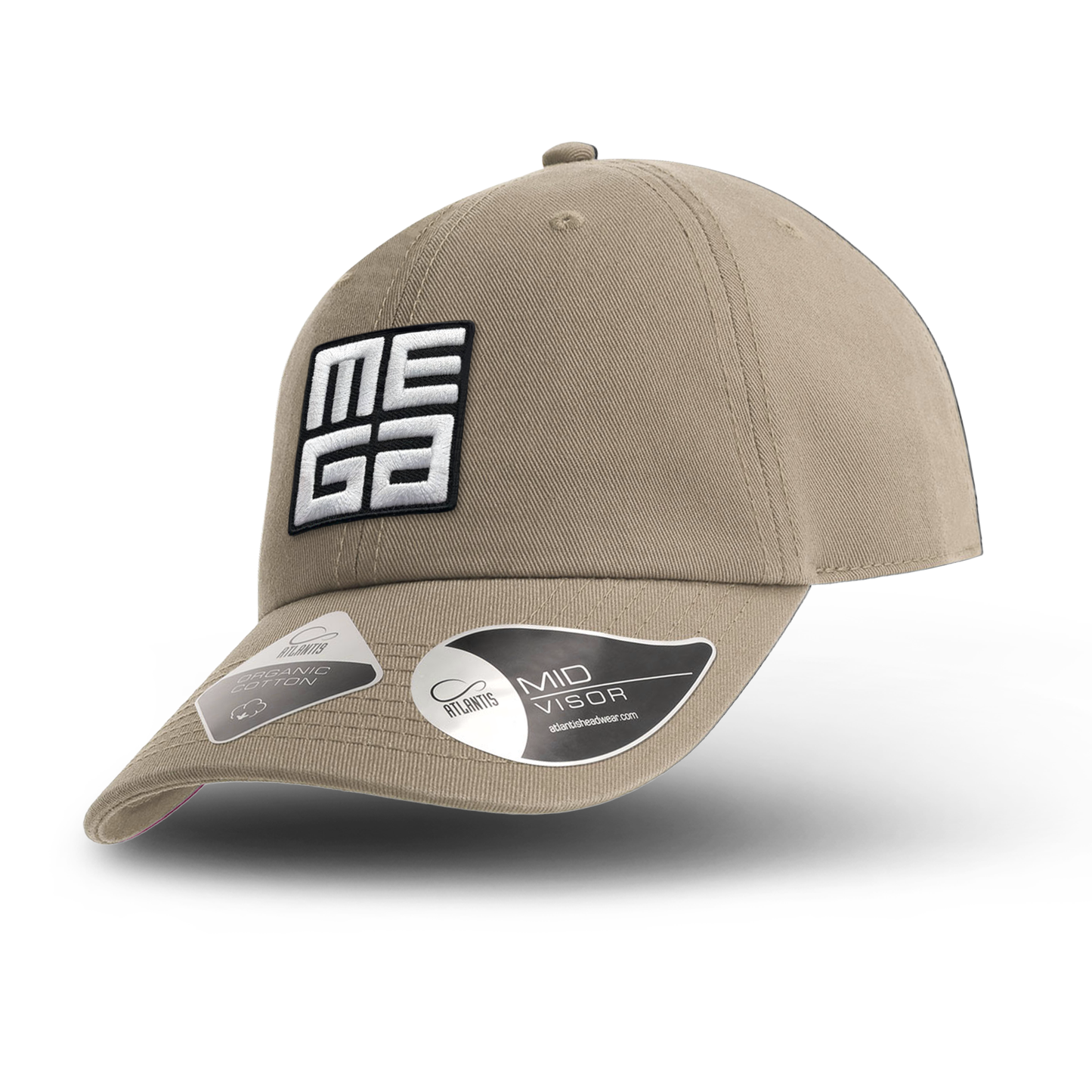 Organic Dad Cap, MEGA 2x2" B/W Patch on Khaki