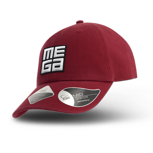Organic Dad Cap, MEGA 2x2" B/W Patch on Rubyred