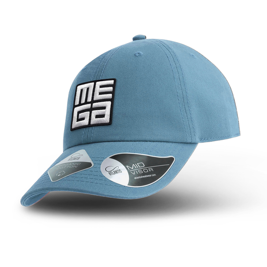 Organic Dad Cap, MEGA 2x2" B/W Patch on Skyblue