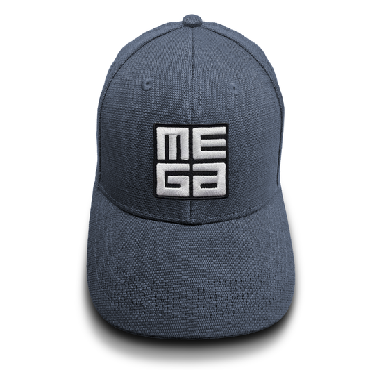 Hemp baseball cap, MEGA 2x2” B&W Patch on Navy