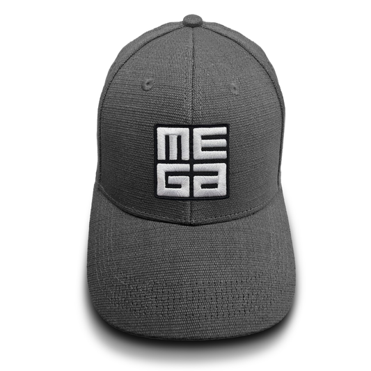 Hemp baseball cap, MEGA 2x2” B&W Patch on Charcoal